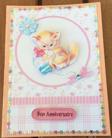 Cute Kitten & Thread Topper & Decoupage by Christiane Lions
