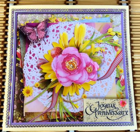 Cardtopper Singlesheet Pink Flower 109 by Christiane Lions