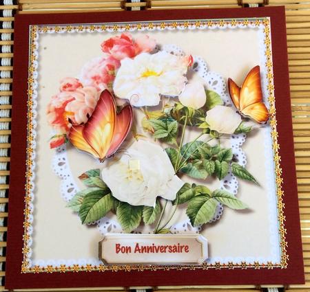 Lovely Floral Roses in a Buff Scalled Frame by Christiane Lions