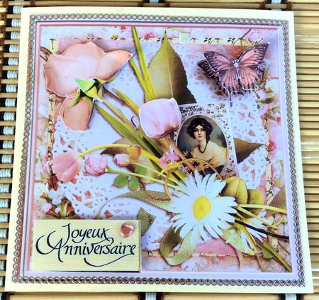 Cardtopper Singlesheet Soft Creme Peach Roses 110 by Christiane Lions