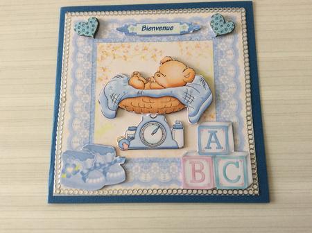 New Baby Boy Bear on Scales Mini Kit & Decoupage by Christiane Lions