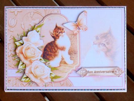 Vintage Kitten & Butterfly Card Topper & Decoupage by Christiane Lions