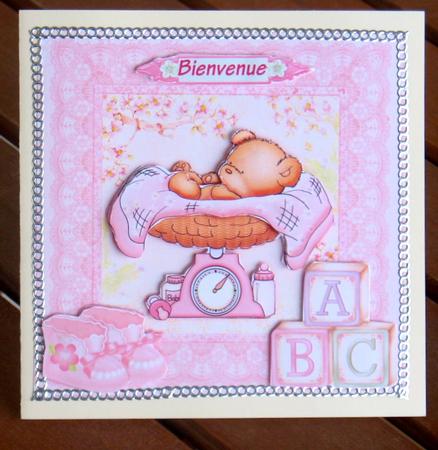 New Baby Girl Bear on Scales Mini Kit & Decoupage by Christiane Lions