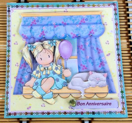 Chloe & Cat on Window Ledge 8x8 Mini Kit & Decoupage by Christiane Lions