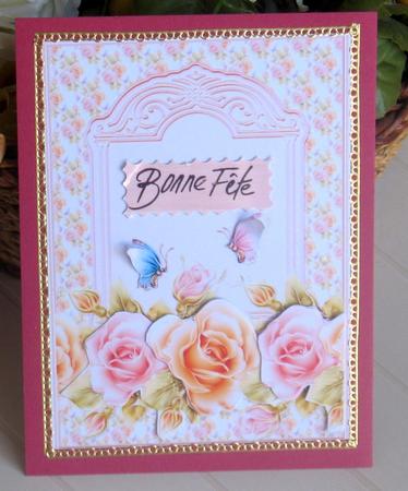 Roses Birthday Card Front & Decoupage by Christiane Lions