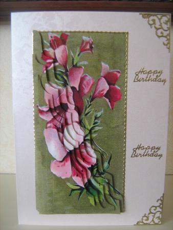 Pink Flower Sprig Scallop by Christine  Duncan