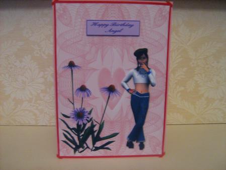 Happy Birthday Angel Card Front by Christine  Duncan