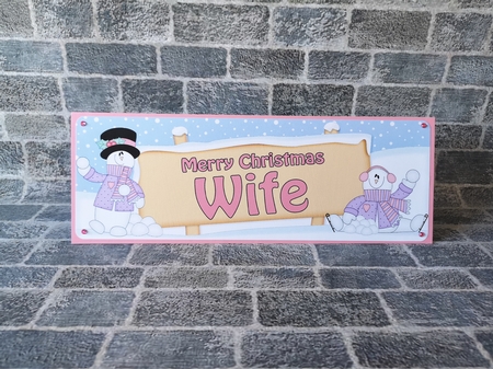 large DL Merry Christmas WIFE with Snowman 3D decoupage by Christina Smith