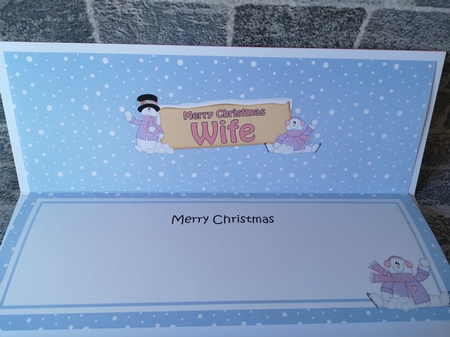 large DL Merry Christmas WIFE with Snowman 3D decoupage by Christina Smith