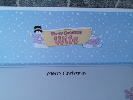 large DL Merry Christmas WIFE with Snowman 3D decoupage by Christina Smith