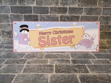 large DL Merry Christmas SISTER with Snowman 3D decoupage by Christina Smith