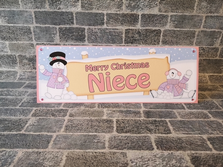 large DL Merry Christmas NIECE with Snowman 3D decoupage by Christina Smith