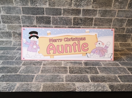 large DL Merry Christmas AUNTIE with Snowman 3D decoupage by Christina Smith