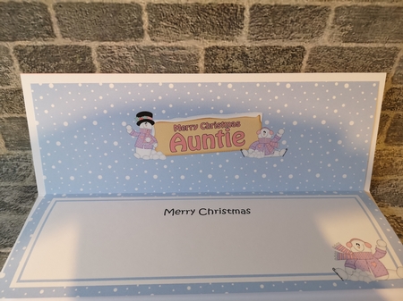 large DL Merry Christmas AUNTIE with Snowman 3D decoupage by Christina Smith