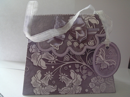 Handbag Gift Box Purple Flowers and Butterflies by Christine Adcock