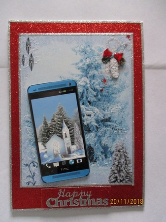 Christmas Church Phone card by Christine Adcock