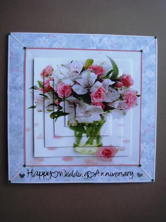 Oriental Lily & Pink Roses Floral Display Pyramid by Christine Adcock