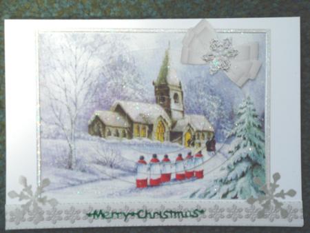 Church with Carol Singers, Oval Pyramids by Christine Adcock