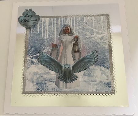Mystical Christmas 6 - 6x6 inch card front with decoupage, and 5 greeting boxes. by Christine Easey