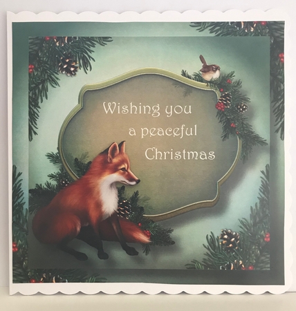 Peaceful Christmas Fox 8x8 by Christine Easey