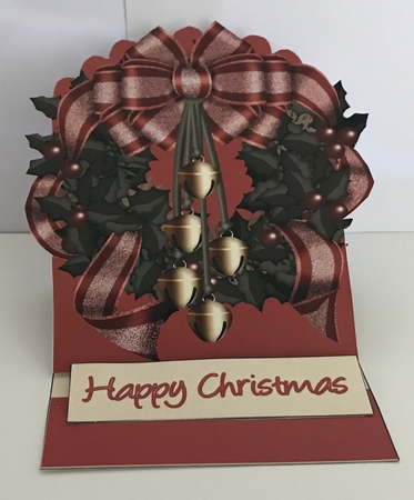 Christmas Wreath Easel Card in Red by Christine Easey