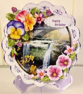 Plate and Stand , Pansy's at the Water Lock  by Christine Easey