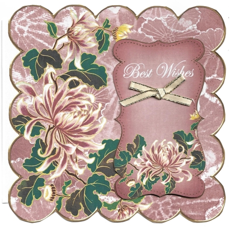 Pink Oriental Lotus Best Wishes 8in Scallop Topper by Christine Easey