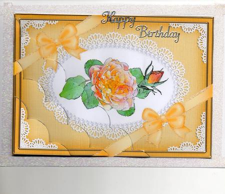 A5 Rose and Lace Scallop Corner Side Stacker by Christine Easey