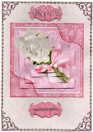 Floral Card Front with Pyramage by Christine Easey