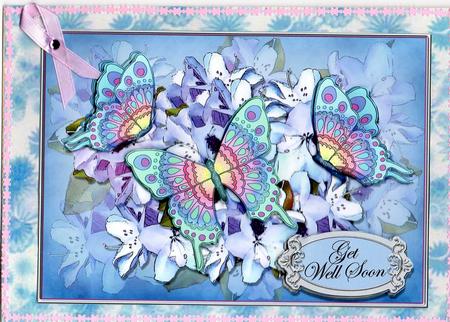 A4 Get Well Soon Flowers N Butterfly Card Topper by Christine Easey