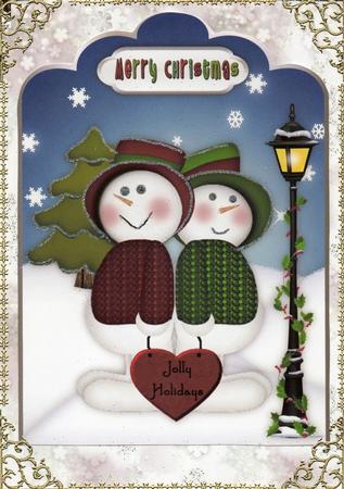 The Snow Friends A4 Scallop Top Card Front by Christine Easey