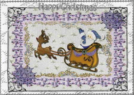 Pretty Purple Santa in His Sleigh by Christine Easey