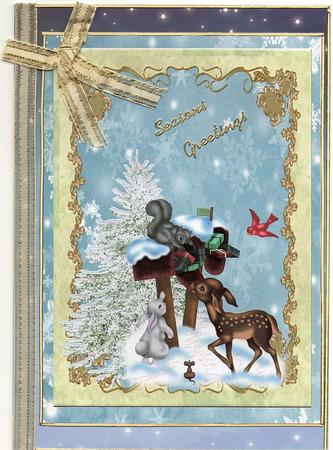 Winter Animals in Cream & Gold Frame by Christine Easey