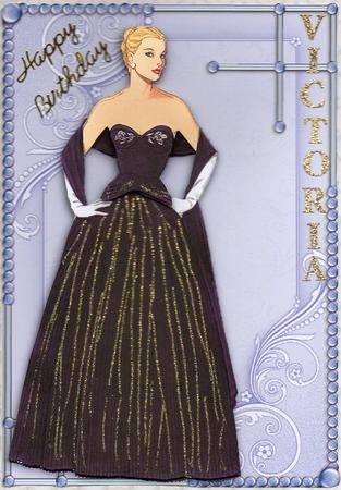 Flirty Frocks in Blueberry Decoupage by Christine Easey