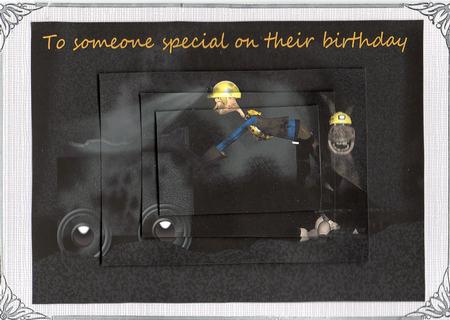 Coal Miner Birthday Greeting Card by Christine Easey