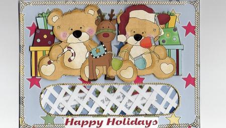 Christmas Teds Trellis Card Kit by Christine Easey