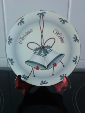 Christmas Bells Plate Card & Stand by Christine Easey