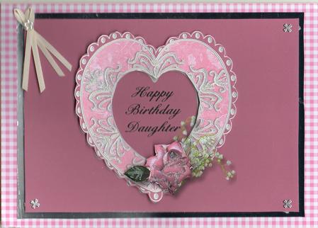 Hearts and Roses Daughter Birthday Card Front by Christine Easey