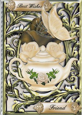 Tea Time Friend Card Front by Christine Easey