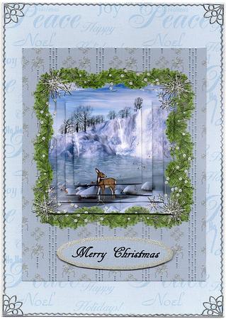 Peaceful Winter Deer Pyramid Front by Christine Easey