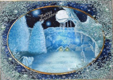 Frosty Snow Cottage Christmas Topper by Christine Easey