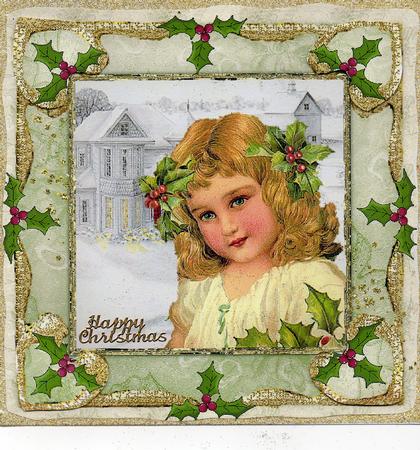 Christmas Holly Girl - 8” x 8” Square Card by Christine Easey