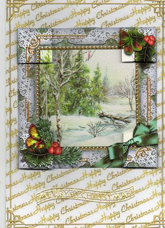 Winter Countryside Holly 8inch Picture Sheet by Christine Easey