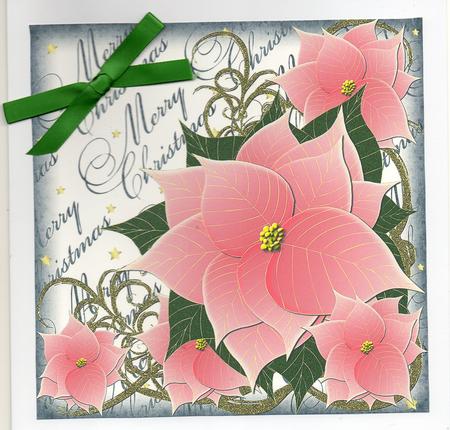 Pink Poinsettias Large Square Topper 10 by Christine Easey