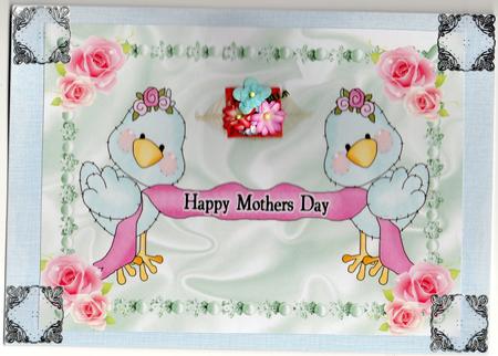 Happy Mothers Day, Tweety Little Birds with Roses, A4 Topper by Christine Easey
