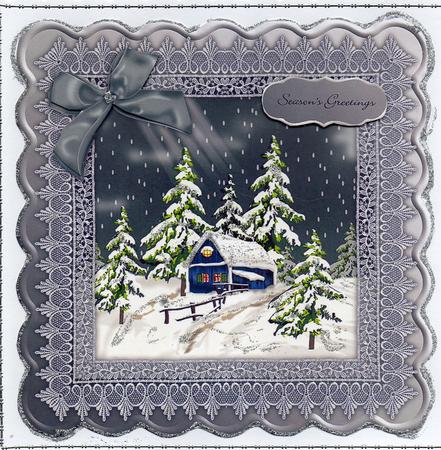 Winter Scene 8 x 8 Topper Grey by Christine Easey