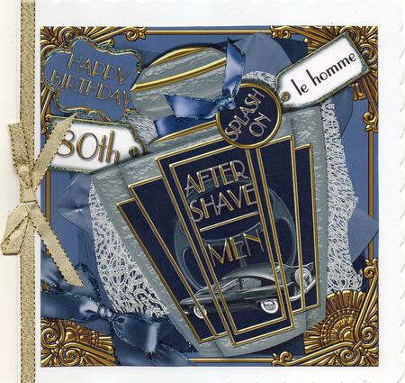 Blue Aftershave 80th Birthday 8in Round Corner Stacker Kit by Christine Easey