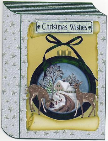 Beautiful Christmas Scene in Dark Green Folded Book by Christine Easey