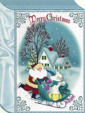 Santa with Puppy in a Sleigh Folded Book by Christine Easey