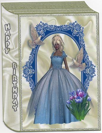 Pretty Lady with Doves and Tulips in Folded Book by Christine Easey